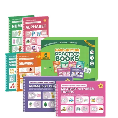 Grooved Handwriting Practice Book with English Drawing for Kids, Pen Control Training