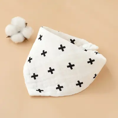 Baby triangle bib, 4-layer cotton, printed - 12