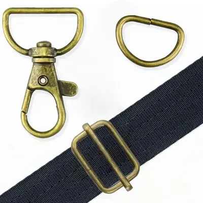 50 Bronze Keychains with Rotating Hook, D-Ring and Slide Clasp