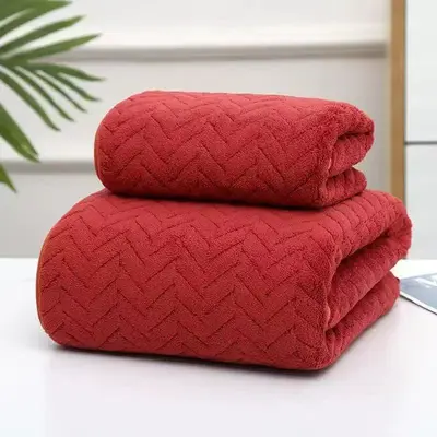 Çapraz Sınır Mercan Polar Kenarlı Banyo Havlusu Havlu Seti Toptan Otel Ev Kullanımı Kalın Hızlı Kuruyan Plaj Havlusu Genişletilmiş Havlu - 10
