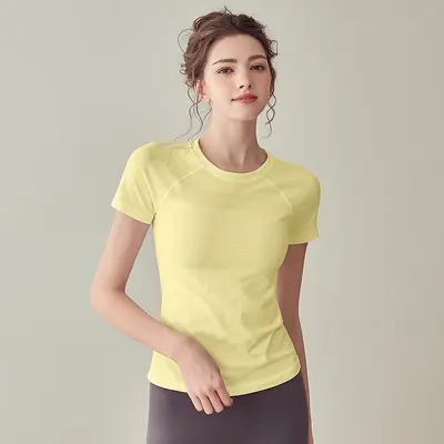 Women's Slim-Fit Quick-Dry Yoga Top, Short Sleeve - 3