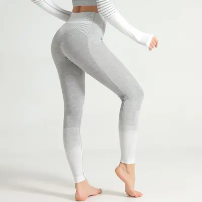 Seamless Gradient Yoga Pants, High Waist, Multicolor, Tight Fit