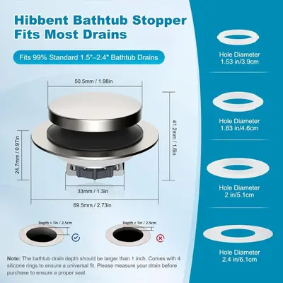 Pop-up-Badewannenstöpsel, geruchsdicht, universal - 3