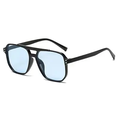 Metal Square Aviator Sunglasses, UV400, Ocean Lens, Double Bridge - 12