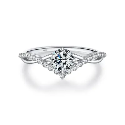 MODIAN 50-Karat Moissanit Krone Ring S925 Silber Damen