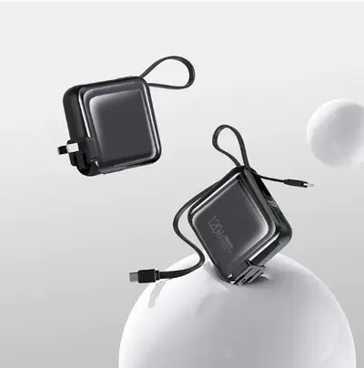 3C-zertifizierte Powerbank 20000 mAh mit AC-Stecker, Schnellladung, flugzeugtauglich, mit integriertem Kabel, mobile Stromversorgung - 7