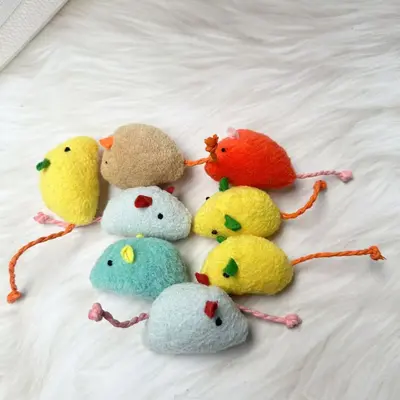 Plush Mouse Toy Set with Feather, Chew-Resistant Cat Toy - 5