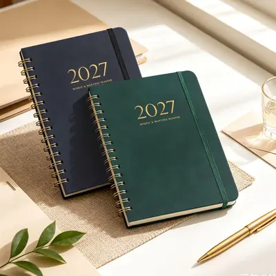 Grenzüberschreitender Terminkalender 2027 Planer Ringbuch Notizbuch A5 Notizbuch mit Bindeband anpassbares LOGO Jahreskalender