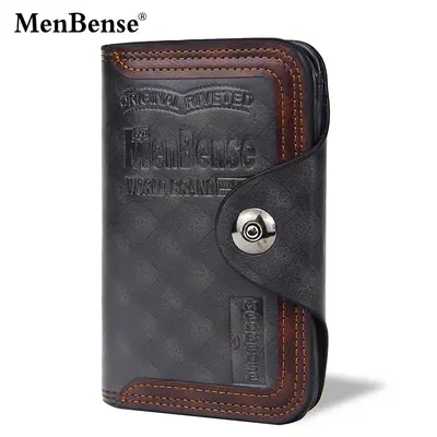Men's short wallet with magnetic buckle, large capacity tri-fold daily wallet - 6