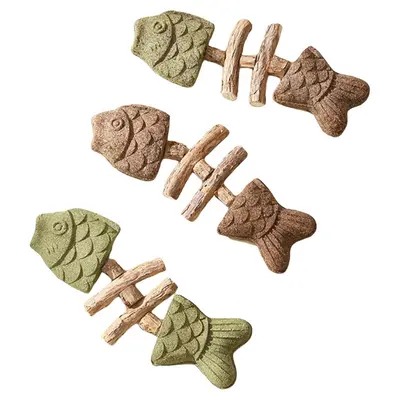 Fish Bone Cat Toy with Catnip and Silvervine Chew Stick - 6