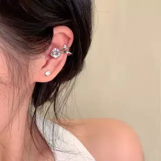 Серьги-клипсы без прокола с цирконами для женщин - 7