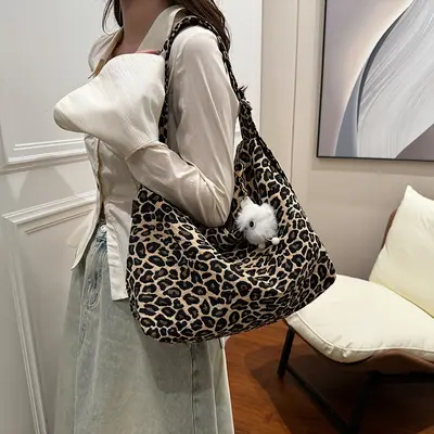 Leopard Print Casual Tote Bag for Women, Large Capacity - 3