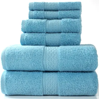 Saf pamuklu havlu, emici banyo havlusu, 6 parçalı set - 4
