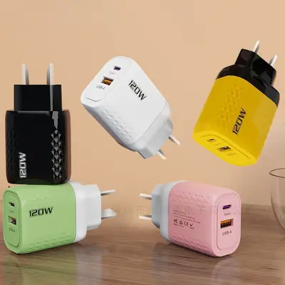 120W Fast Charger, Compatible with Apple and Huawei, Dual-Port A+C