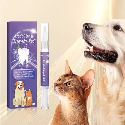 Teeth Cleaning Pen for Cats and Dogs, Breath Freshener with Tartar Gel