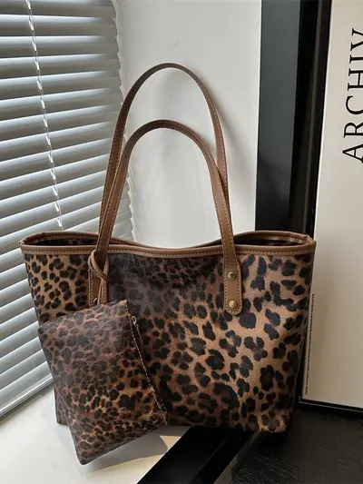 Leopard Print Large Capacity Tote Bag for Women - 4