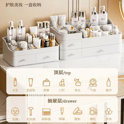 Cosmetic storage box with makeup brush and lipstick organizer
