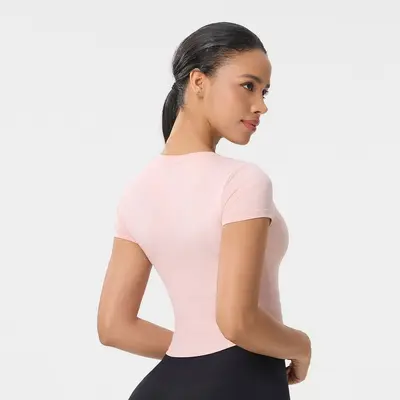 跨境新款速干短袖夏季女士高弹t恤弹力瑜伽上衣健身瑜伽服普拉提