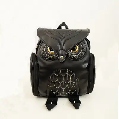 Women's Small Owl PU Backpack for School and Travel