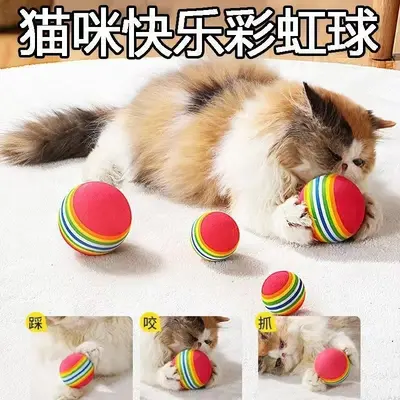 Rainbow Cat Toy Ball, Durable and Self-Play