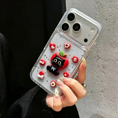 Y2K kırmızı elma kedisi Apple 18promax cep telefonu kılıfı iPhone17pro sevimli 16/15 yeni X için uygundur - 7