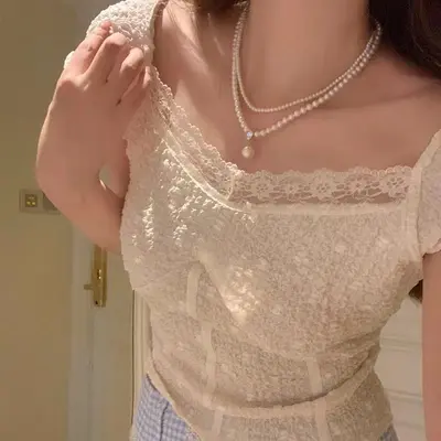 Inci Çift Katmanlı Kolye Çıkık Zinciri Choker Kadın - 5