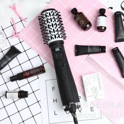 2-in-1 Hot Air Styling Brush, Automatic Curling and Straightening, Household