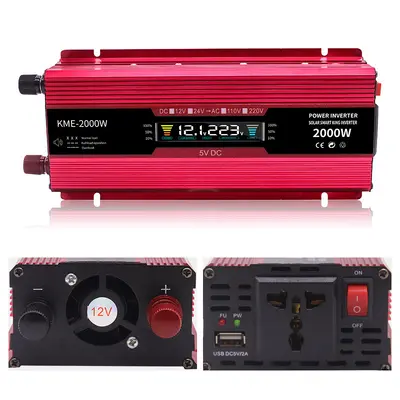 KFZ-Wechselrichter 12V/24V auf 220V mit LCD-Display, 500W-2000W - 3
