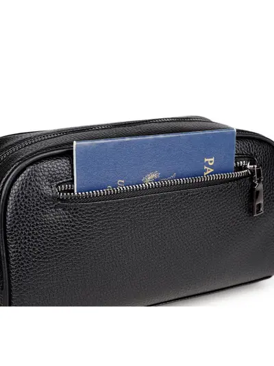 Men's Handbag with Fingerprint Lock, Litchi Grain and Coin Pocket - 4