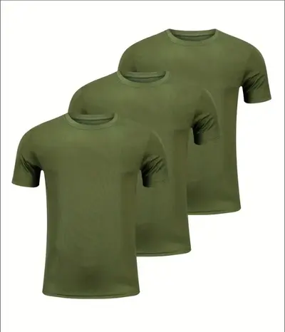 Men's Sports T-Shirt 6-Piece Set, Solid Color, Quick-Dry Fabric - 13