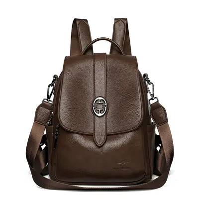 Genuine Leather Women's Backpack, Korean Style, Large Capacity Single Shoulder - 9