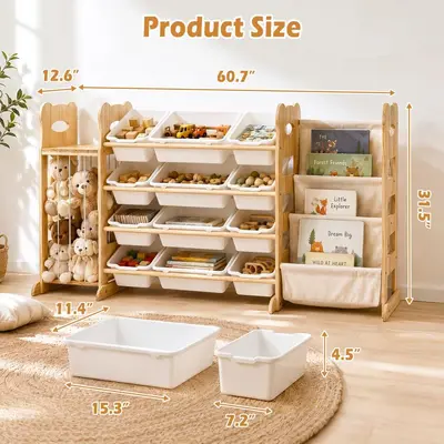 New Cross-Border Solid Wood Montessori Kindergarten Multi-Layer Storage Rack Picture Book Shelf Children's Bookshelf Toy Organizer