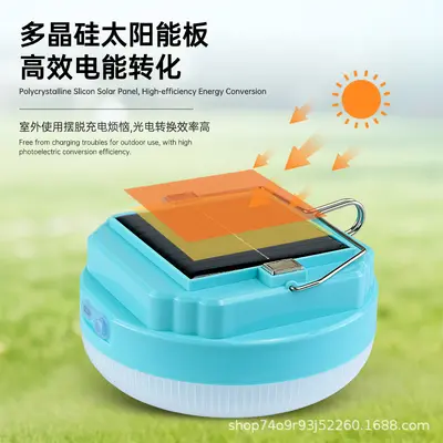 Solar Hook Camping Light with Magnetic Bulb, Emergency Lighting