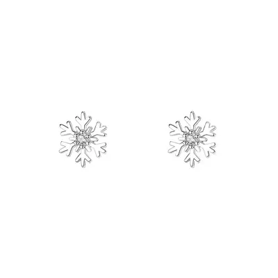 S999 Reines Silber Schneeflocken-Ohrstecker mit Ohrklemme, elegantes Design - 7