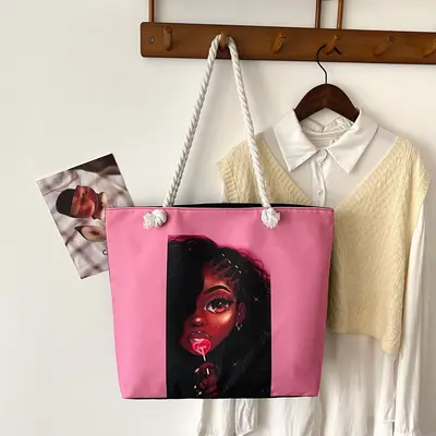 Printed Canvas Tote Bag for Women, Large Capacity Shoulder Shopping Bag - 11