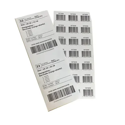 Waterproof Barcode Shoe Box Adhesive Labels, Printable