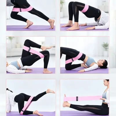 Lateks Yoga ve Fitness Direnç Bandı Kalça Egzersizi Elastik Halka Seti - 5