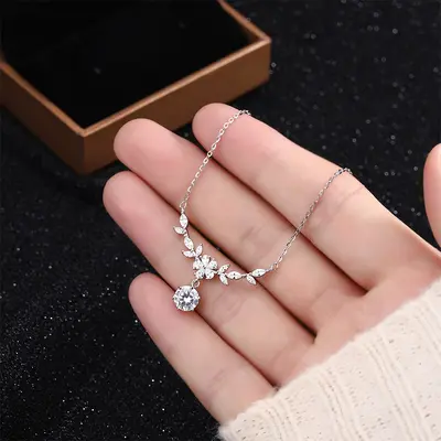 999er Silber Blüten Ähren Halskette, Wald-Stil - 2
