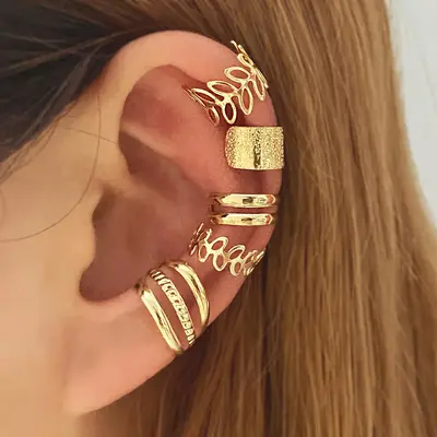 5-Piece Non-Pierced Ear Clip Set, Creative Simple Alloy Earrings