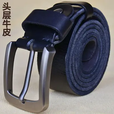 Reiner Rindsleder-Ledergürtel Herren, echtes Leder, Retro-Komfort-Rindsleder-Gürtel, First-Layer-Rindsleder-Schnallengürtel, Hose, handgefertigter Gürtel