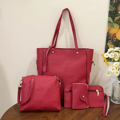 Tassel Mother-and-Child Bag Set, 4 Pieces, Large Capacity - 10