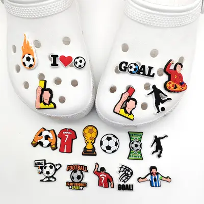 Football Themed Soft Rubber Clog Charms, World Cup Decorative