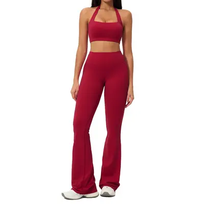 Backless Halter Neck Yoga Set for Women, Tight-Fitting, Quick-Dry, Model 3091 - 6