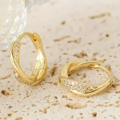 Ohrringe, Kupfer Zirkonia, Kreuzdesign, Damen