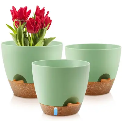 Self-Watering Plastic Planter with Visible Water Level for Balcony and Garden - 9