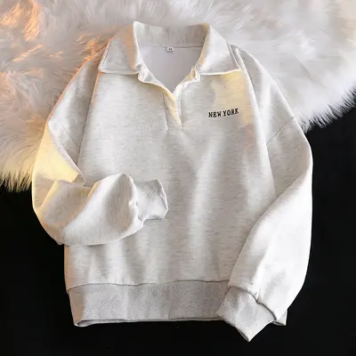 Grenzüberschreitender Polokragen-Sweatshirt für Frauen, dünne weite neue Trend-Koreanischer eleganter Hong-Kong-Stil Langarmjacke für Frühling und Herbst. - 8