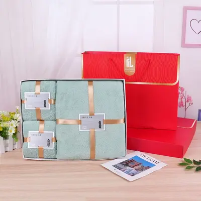Korallenvlies-Handtuch-Set dreiteilig Geschenkbox - 10