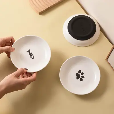 Amazon Silikon Kaymaz Seramik Kedi Plaka Pet Kedi Kase Kedi Maması Aperatif Plaka Yavru Kedi Mama Kasesi Evcil Hayvan Malzemeleri