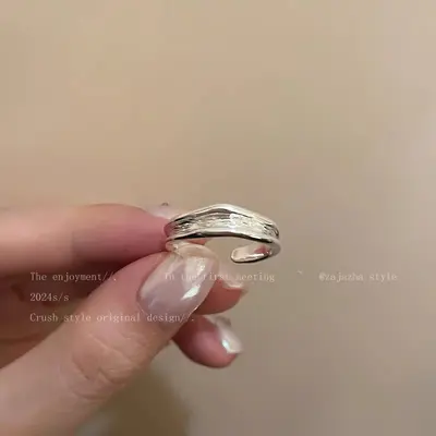 Irregular pearl silver ring for women, minimalist design - 7