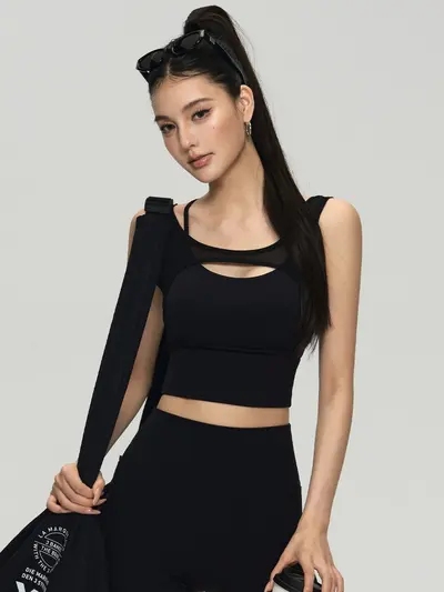Women's Sports Bra Top with Chest Pad, Quick-Dry, Back Detail - 4